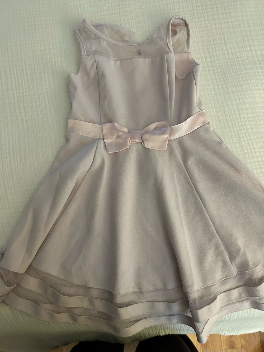 Calvin Klein Girls' Pale Pink Bow-Accent Party Dress (size 7)